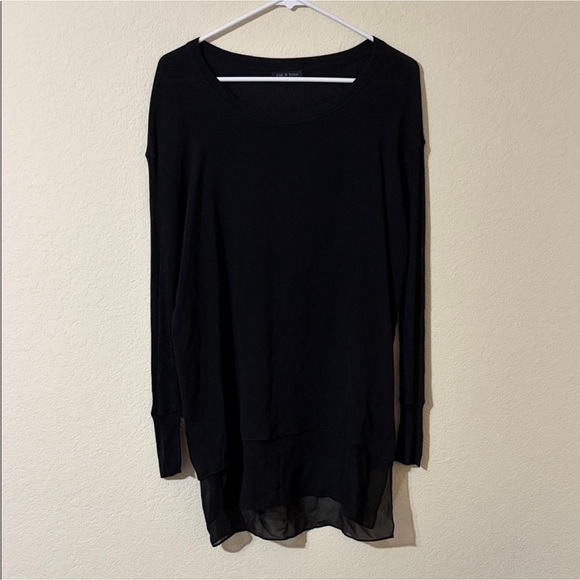 rag & bone Black Sheer Long-Sleeve Layered Tunic - Picture 3 of 7